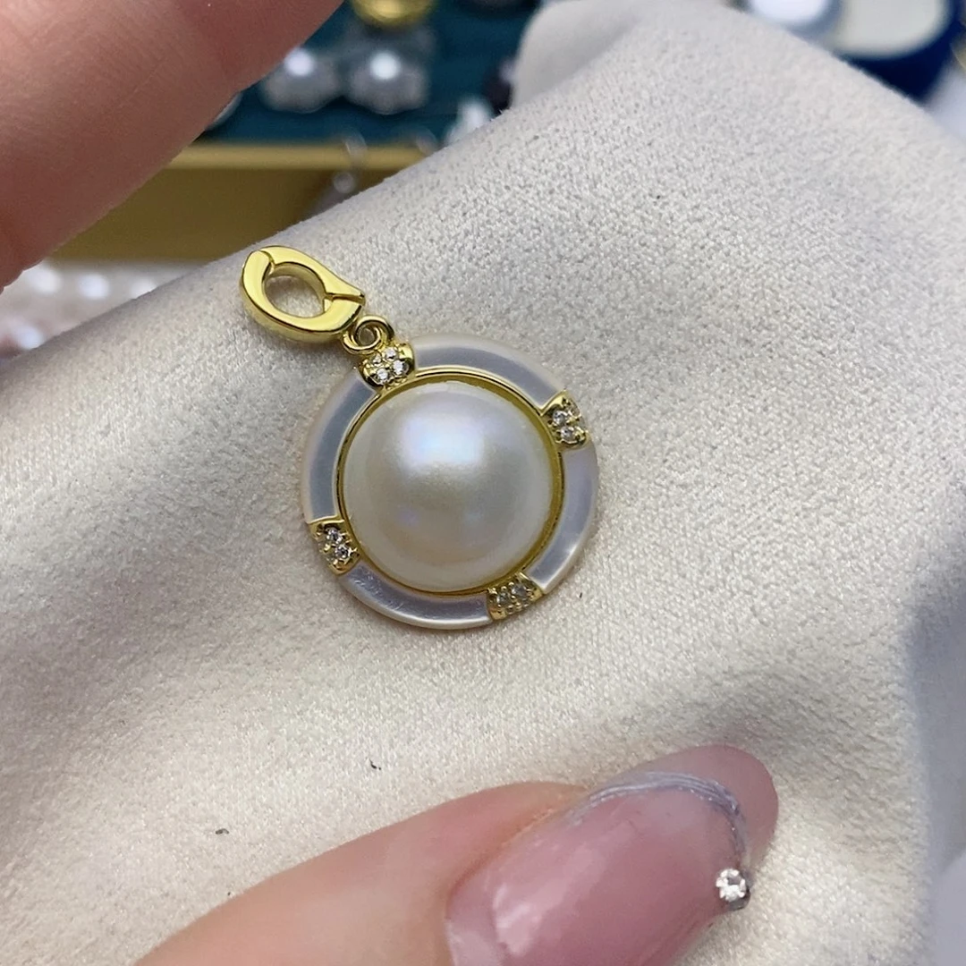 【闪购商品】拼合珍珠（马贝珠）颈饰银S925镶嵌57