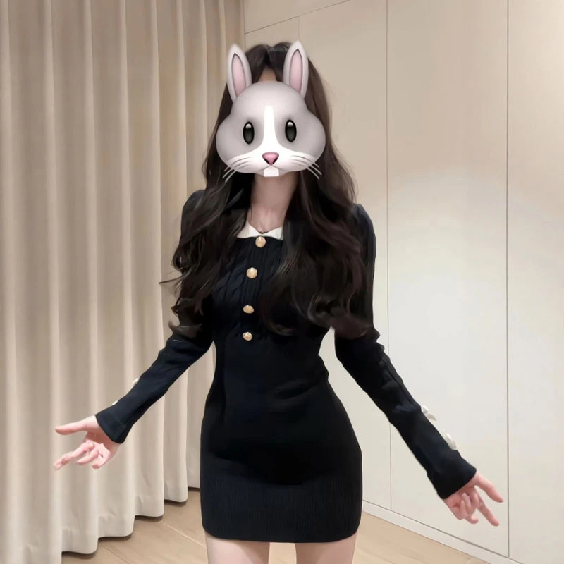 韩系高级级感巨好看的针织连衣裙时尚气质修身包臀小裙子2025秋季