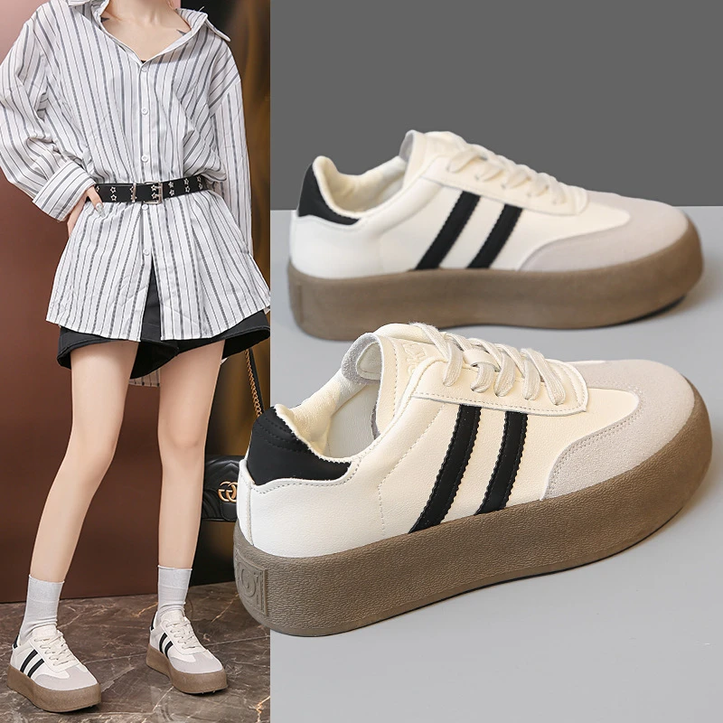 德训鞋女2024春秋季新款鞋子女厚底百搭小白鞋运动透气爆款板鞋备