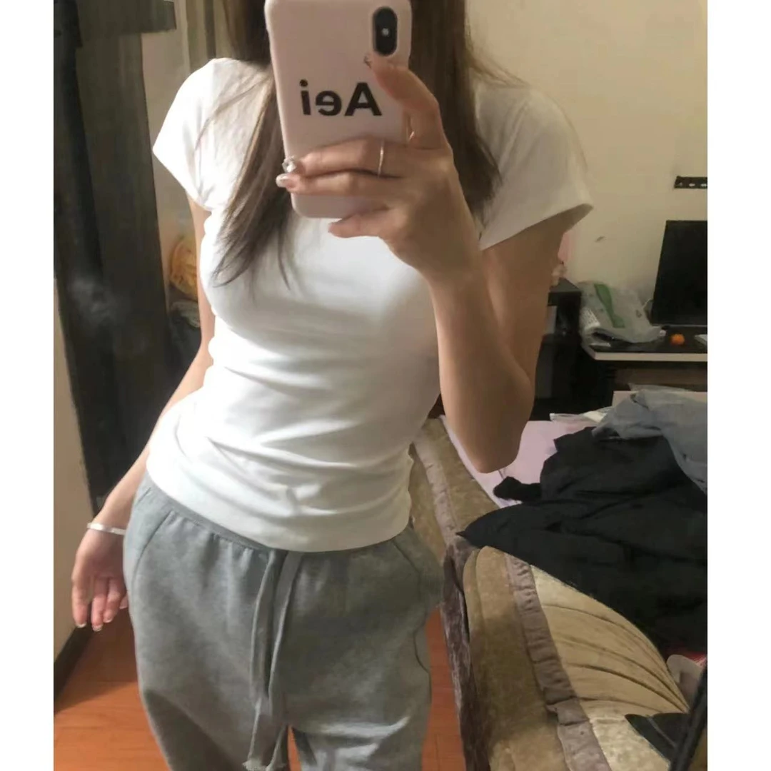 徐秋阳  正肩T  百搭基础款显瘦正肩短袖3371-