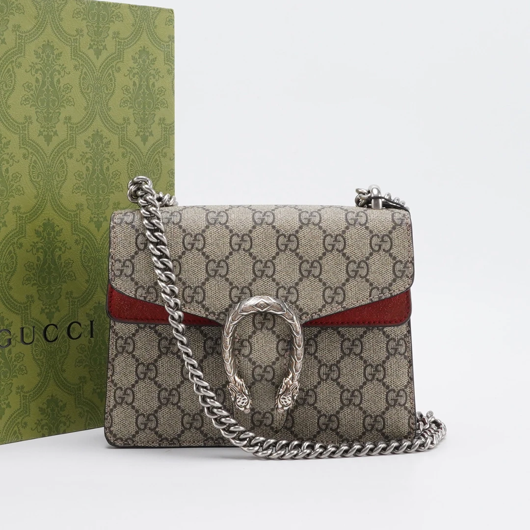 95新 GUCCI/古驰 【小清专属一口价】老花拼红酒神小号/BG22001530