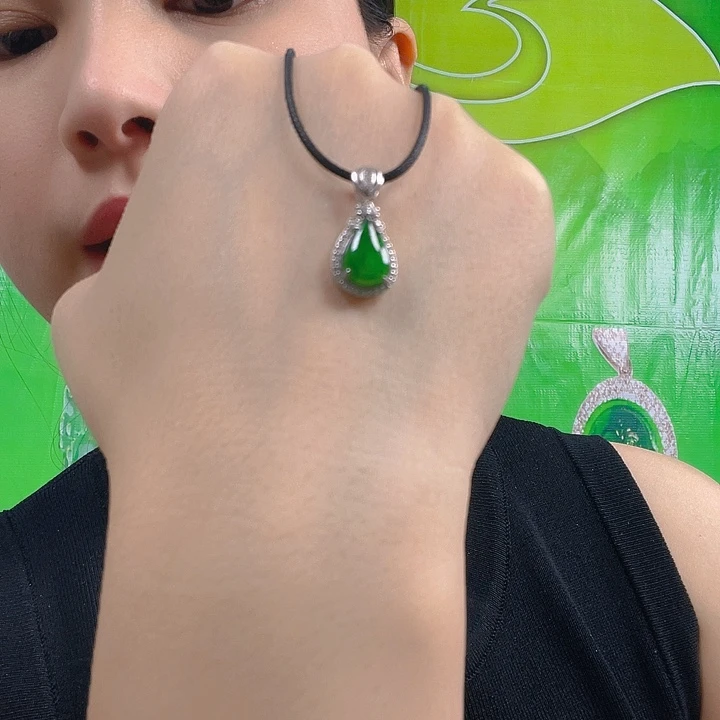 翡翠银S925镶嵌吊坠(不含链)