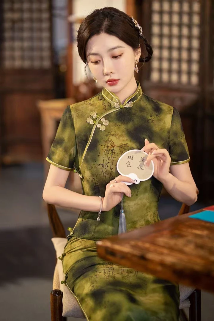 高档复古旗袍改良日常修身中国连衣裙气质新款夏季旗袍裙传统中式