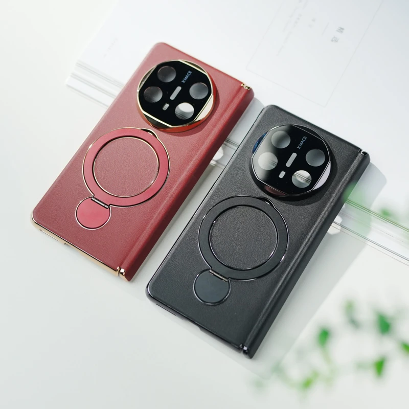 适用华为MateX6手机壳真皮保护套镜头全包x5中轴保护磁吸支架