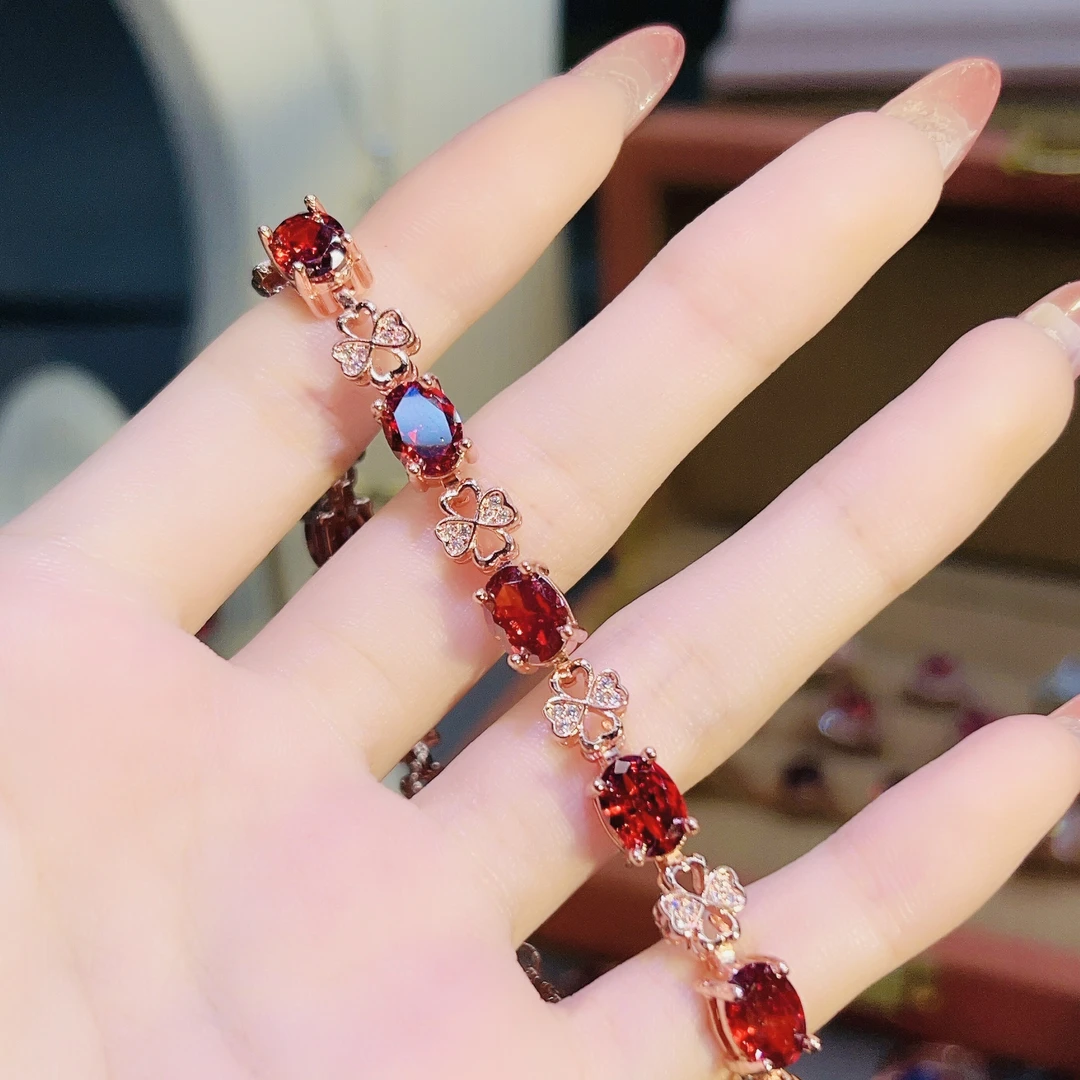 合金手链 【三生花手链】8颗主石6×8红色大气高货奢华手链