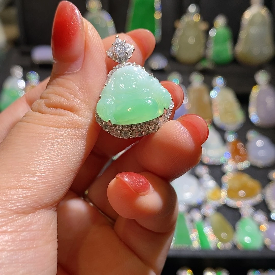 颈饰银S925镶嵌翡翠天然翡翠