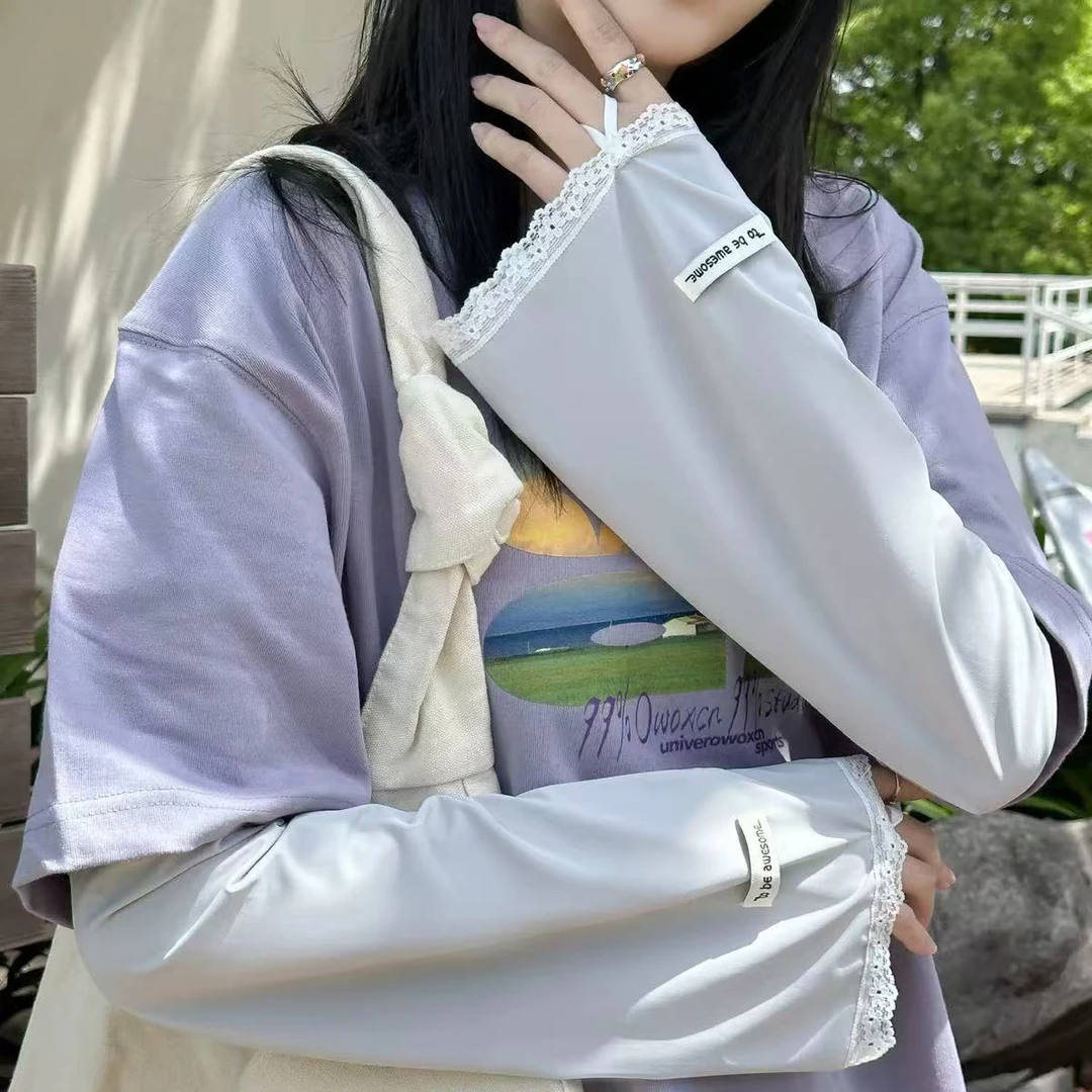 超好搭@ 懒人花边喇叭防晒袖