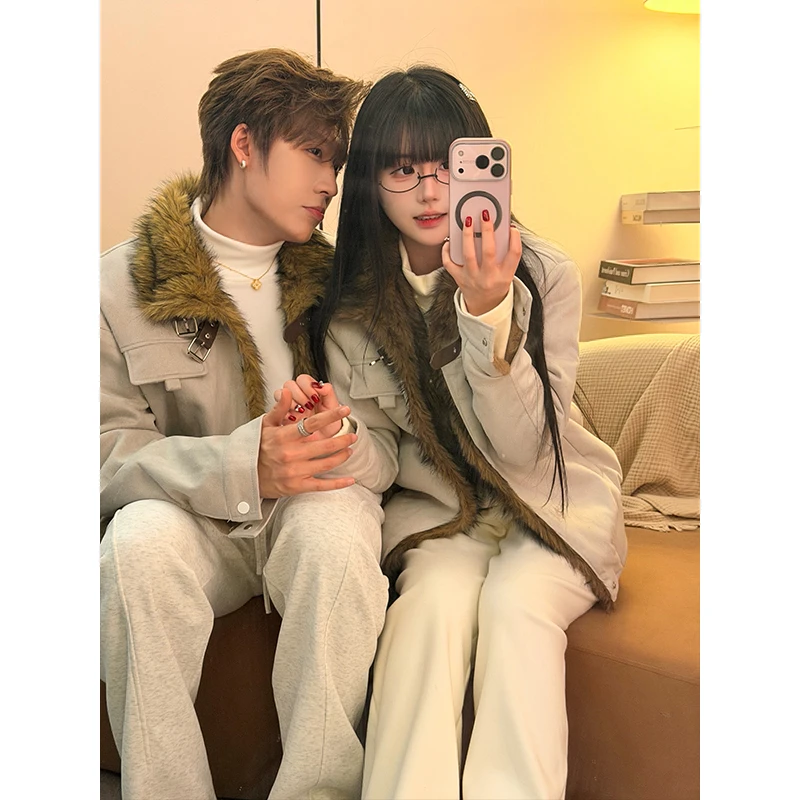 毛领座山雕立领棉服男冬季加厚保暖防寒棉衣潮牌工装外套2025新款