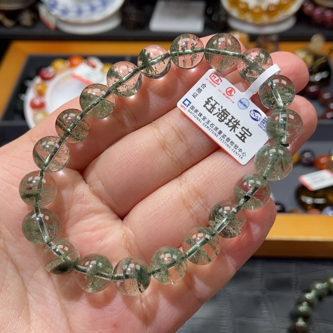 水晶绿幽灵手链9.8毫米未镶嵌麦*豆