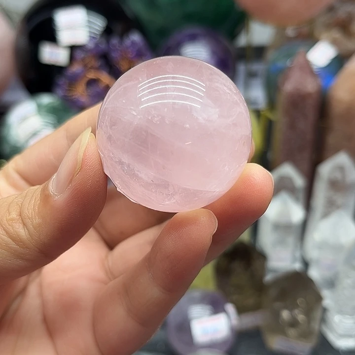 水晶珠宝半成品未镶嵌75克粉水晶球