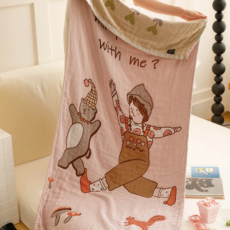 【超级红】小熊女孩 浴巾家用