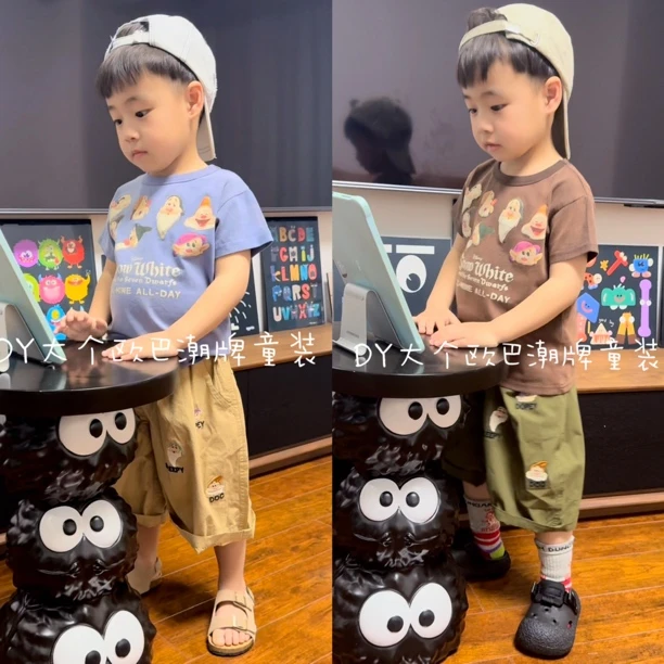 【现货在仓】DD高定亲子款小矮人重工炒色儿童短袖T恤纯棉