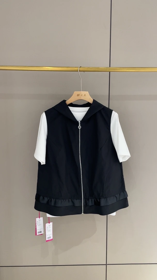 胖人坊连帽马夹4616衣长65