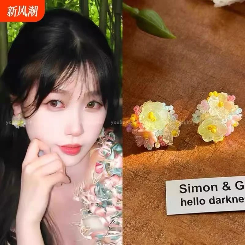 铜合金耳饰 （遇见繁花）春日精灵感必备多彩花朵组合耳钉精致吸睛