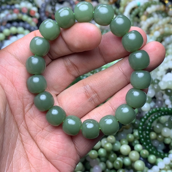 和田玉未镶嵌手串豆青