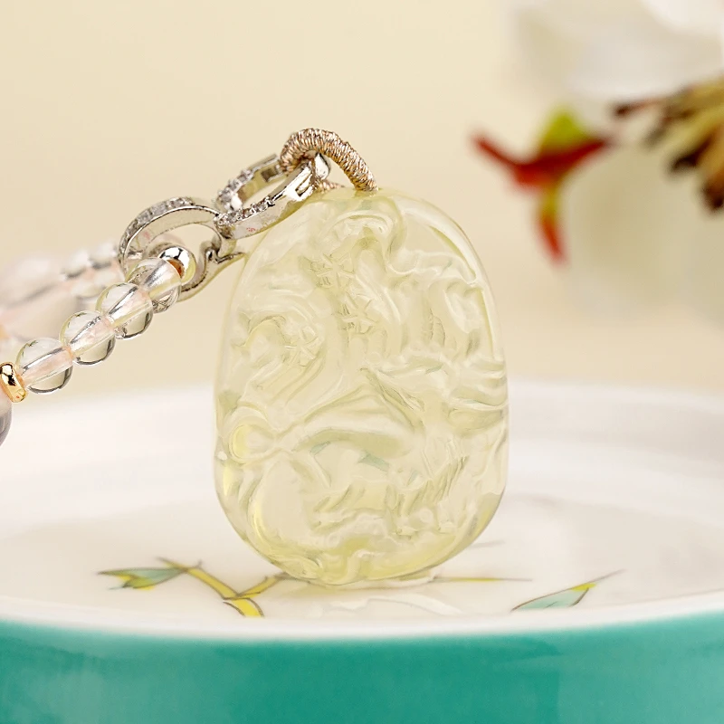 天然黄水晶九尾狐狸吊坠水晶挂件毛衣链项链女款项坠多样性发一