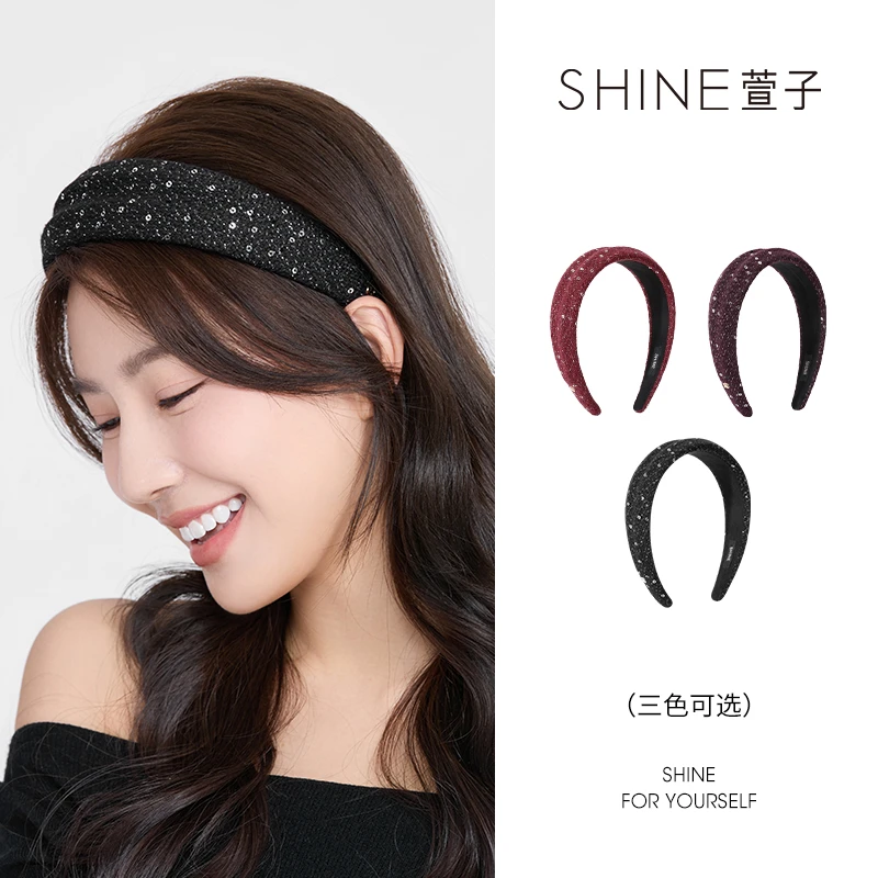 萱子萱子精致三色闪片发卡小香风粗花呢布料浪漫优雅气质