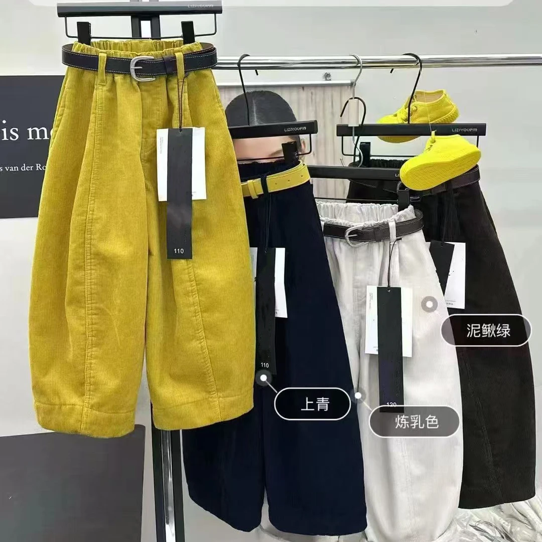 2025冬季加绒新款童装洋气超好看灯芯裤儿童秋季设计款直筒裤