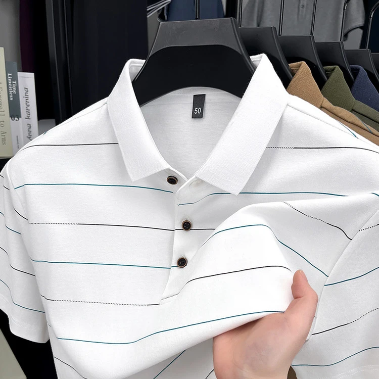 专柜品牌轻奢速干短袖T恤男士夏季新款纯色POLO衫百搭男