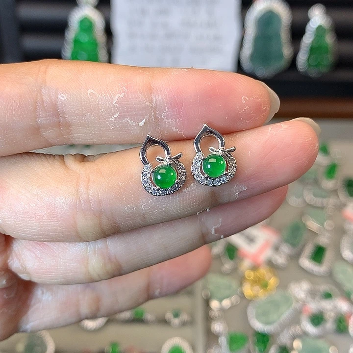 翡翠未镶嵌耳饰耳钉