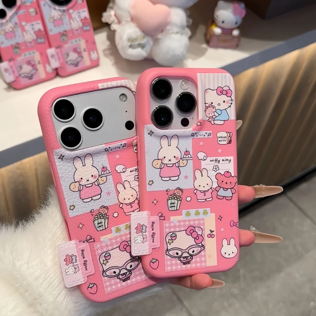 米菲兔插画标签适用iPhone17promax手机壳苹果华为vivoppo小米14