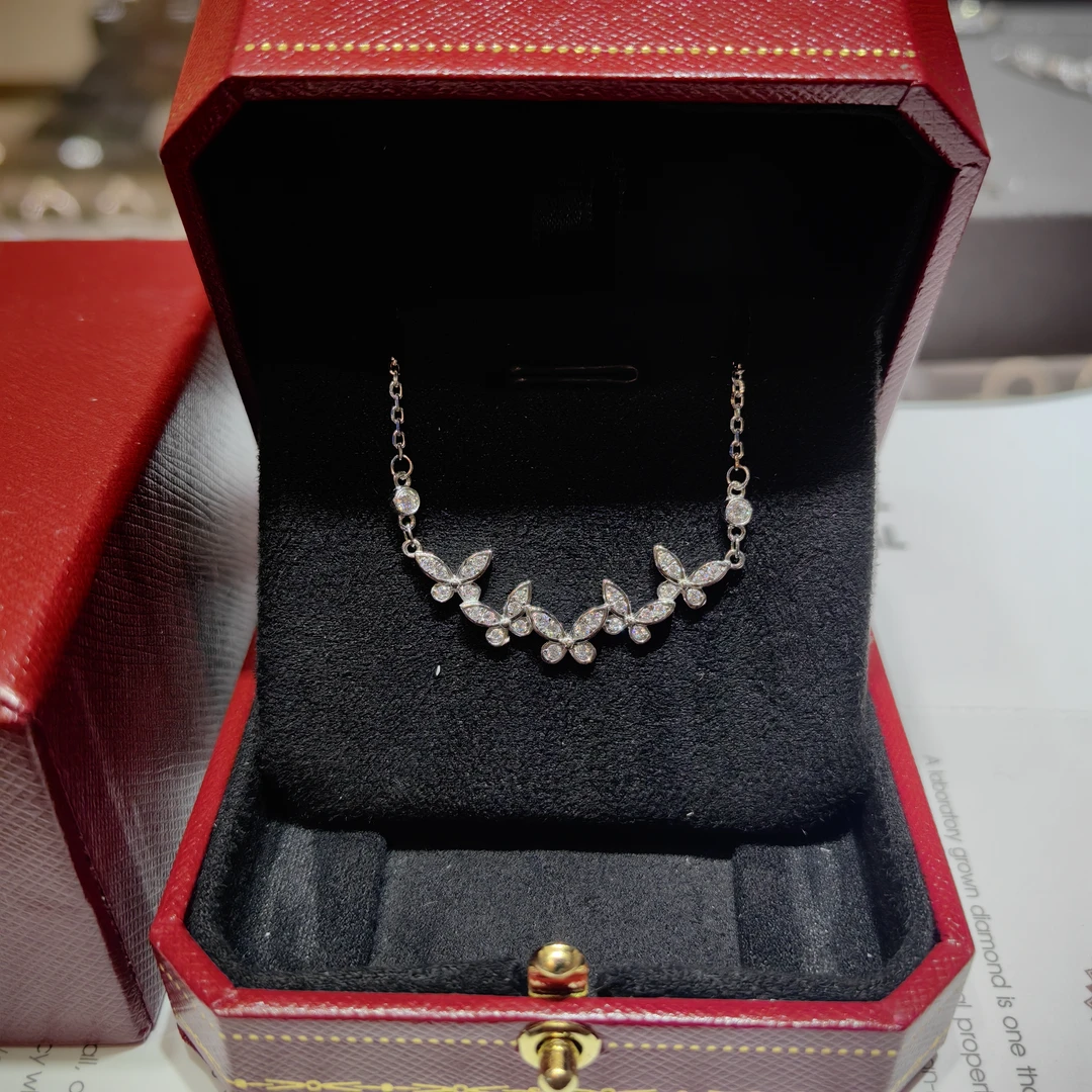 PT950铂金满镶蝴蝶莫桑女士项链