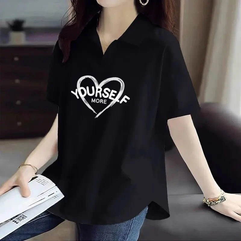 妈妈装大码运动POLO衫女士夏季显瘦休闲百搭洋气打底翻领短袖T恤