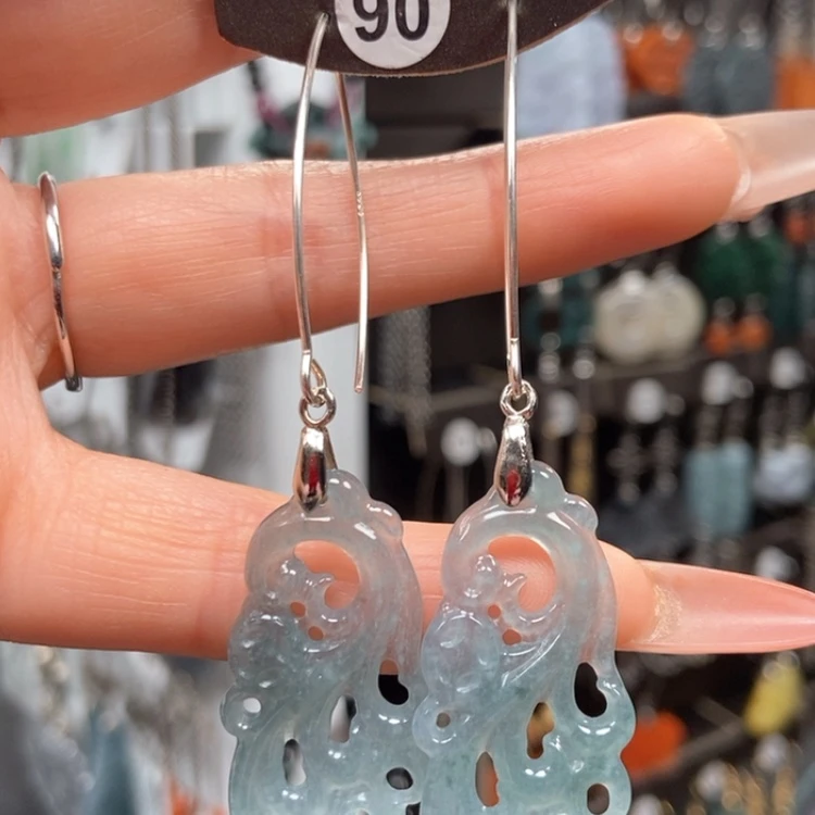 【闪购商品】翡翠耳饰银S925镶嵌耳饰