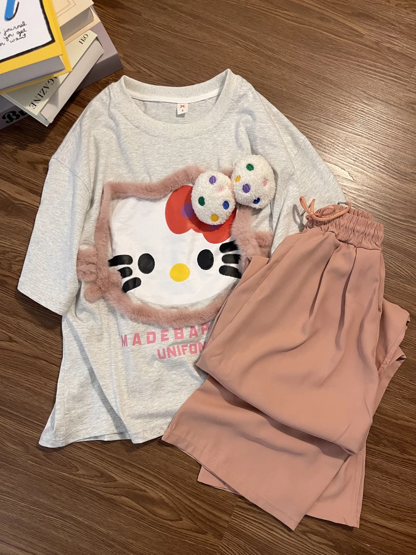 【DMXJ大梦想家】甜美可爱kitty睡衣女夏季2025新款修身家居服套装