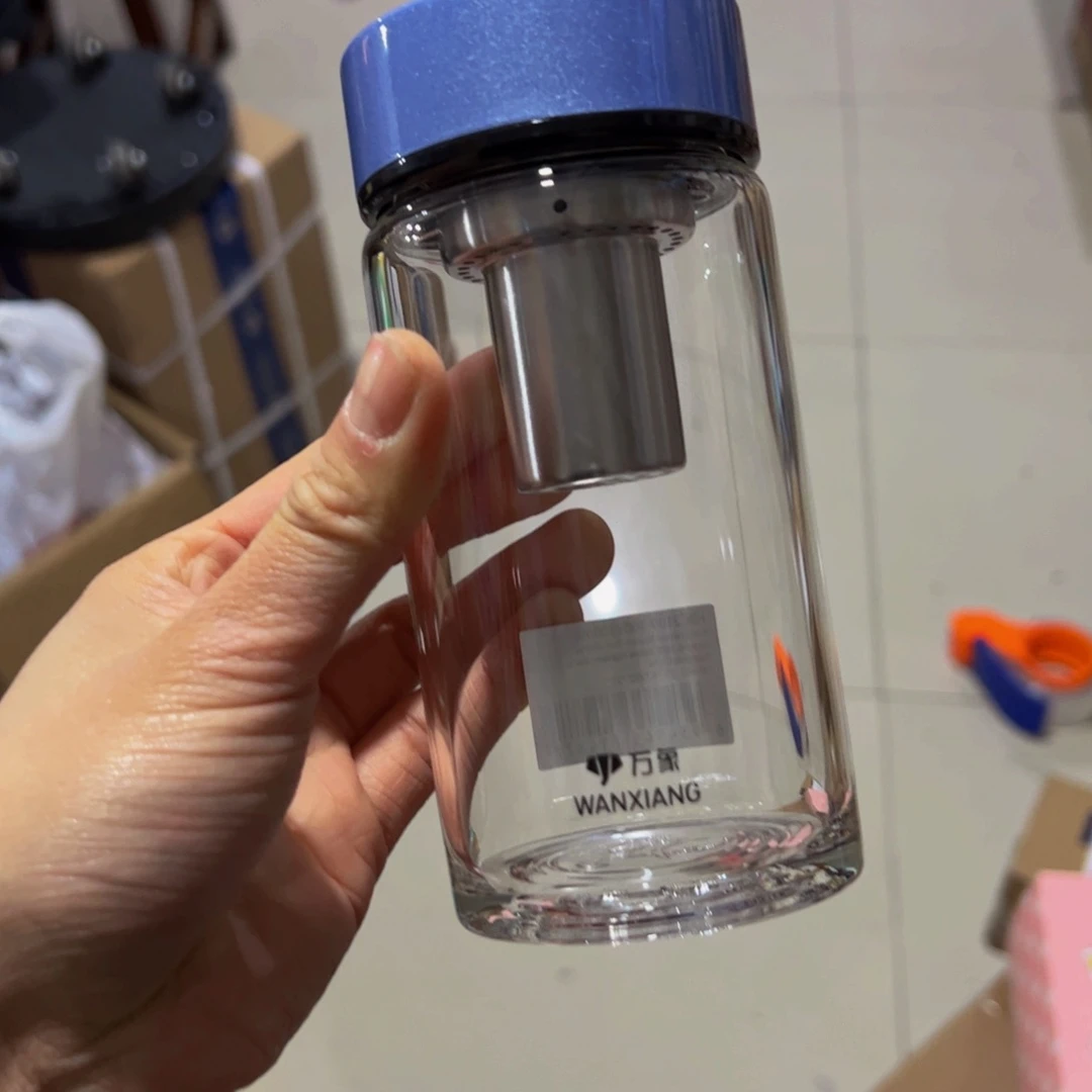 U161A蓝色单层烫手玻璃杯300ml