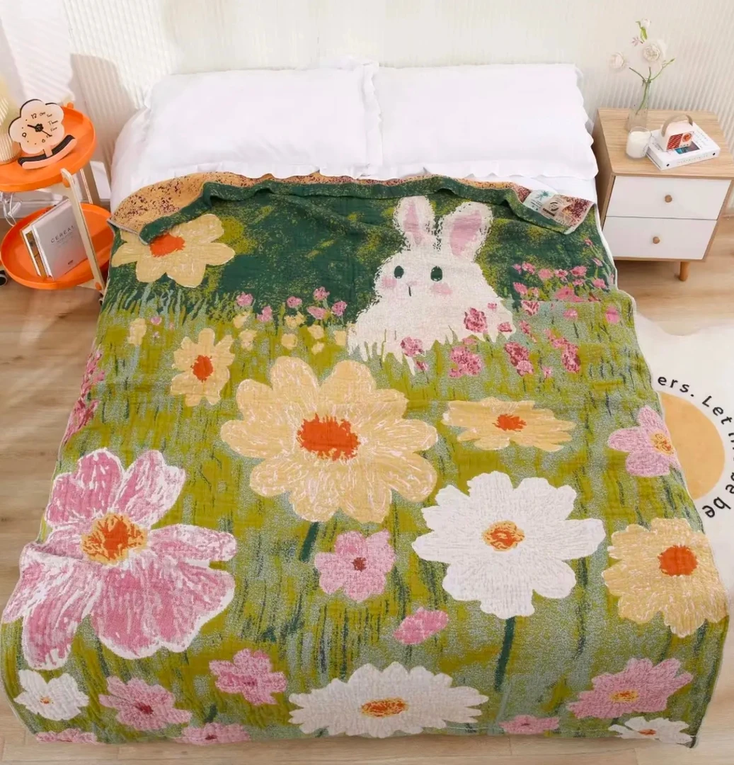 【梦幻兔】150*200cm雨露汉麻柔舒适多功能毯