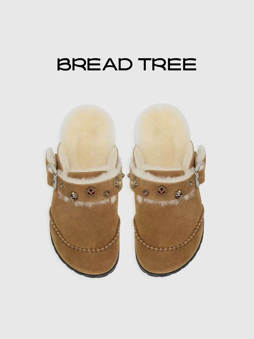 【景致】BREADTREE 哈妮克孜同款丨复古勃肯毛毛拖M37-25QM-1738