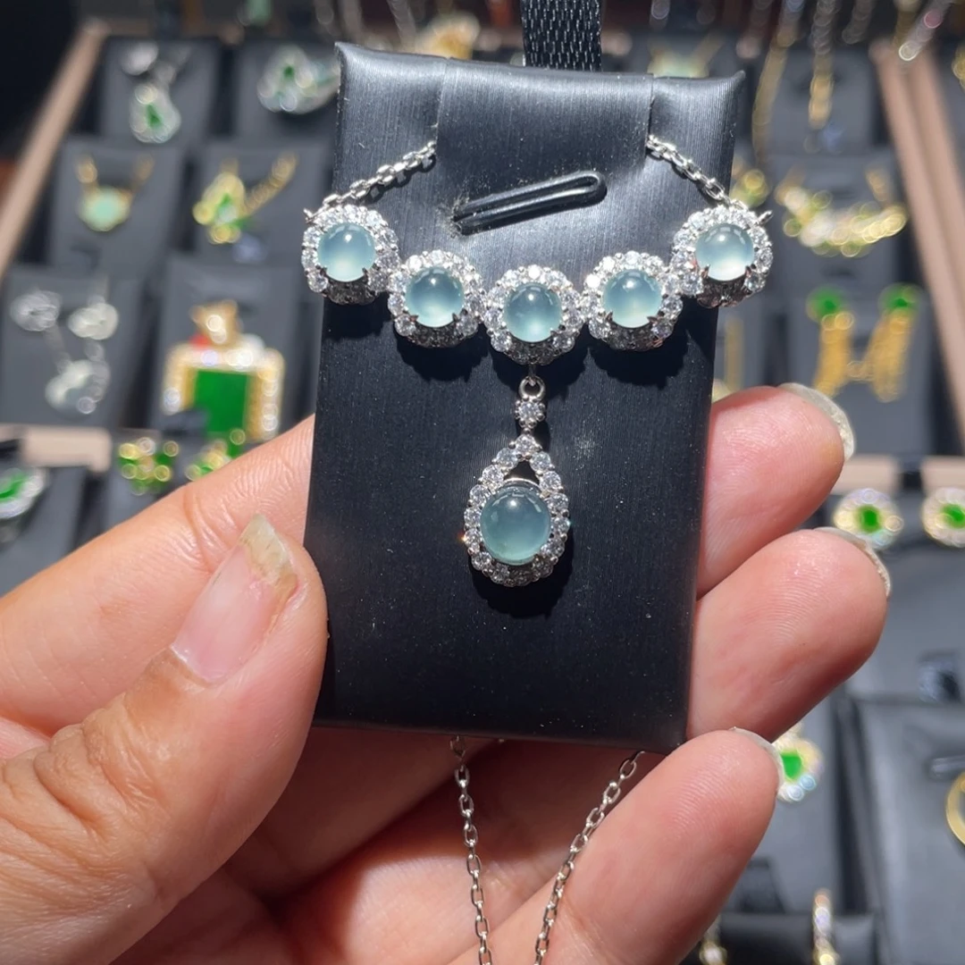 翡翠银S925镶嵌颈饰