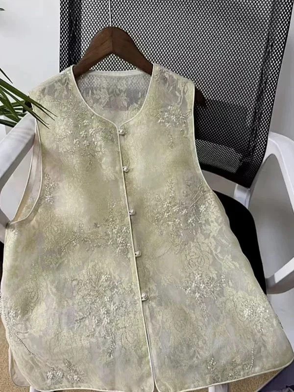 新中式国风珍珠亮片马甲