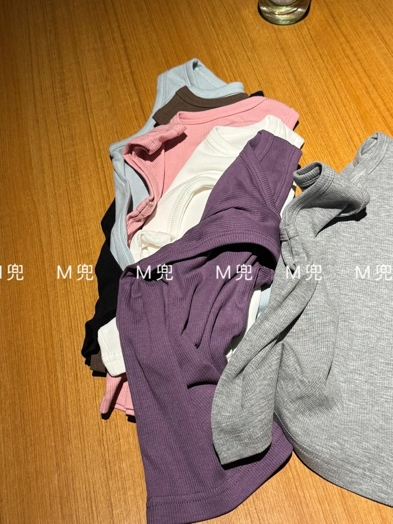 25年夏季新款儿童螺纹坑条背心薄款高弹打底衫宝宝无袖t恤外穿