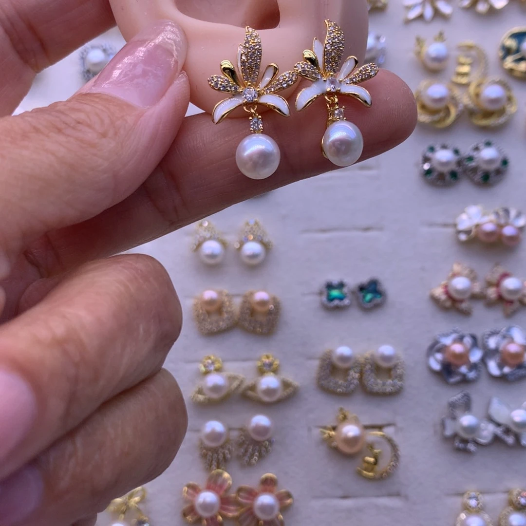 淡水珍珠耳饰合金