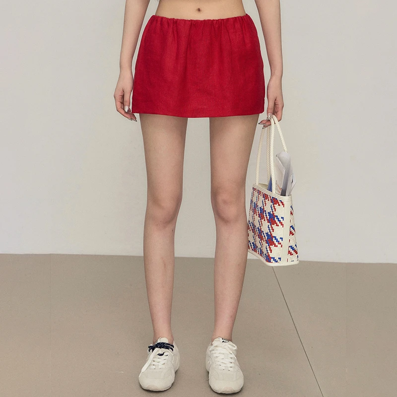 OIOI ESSE 亚麻100%腿精神器半身裙