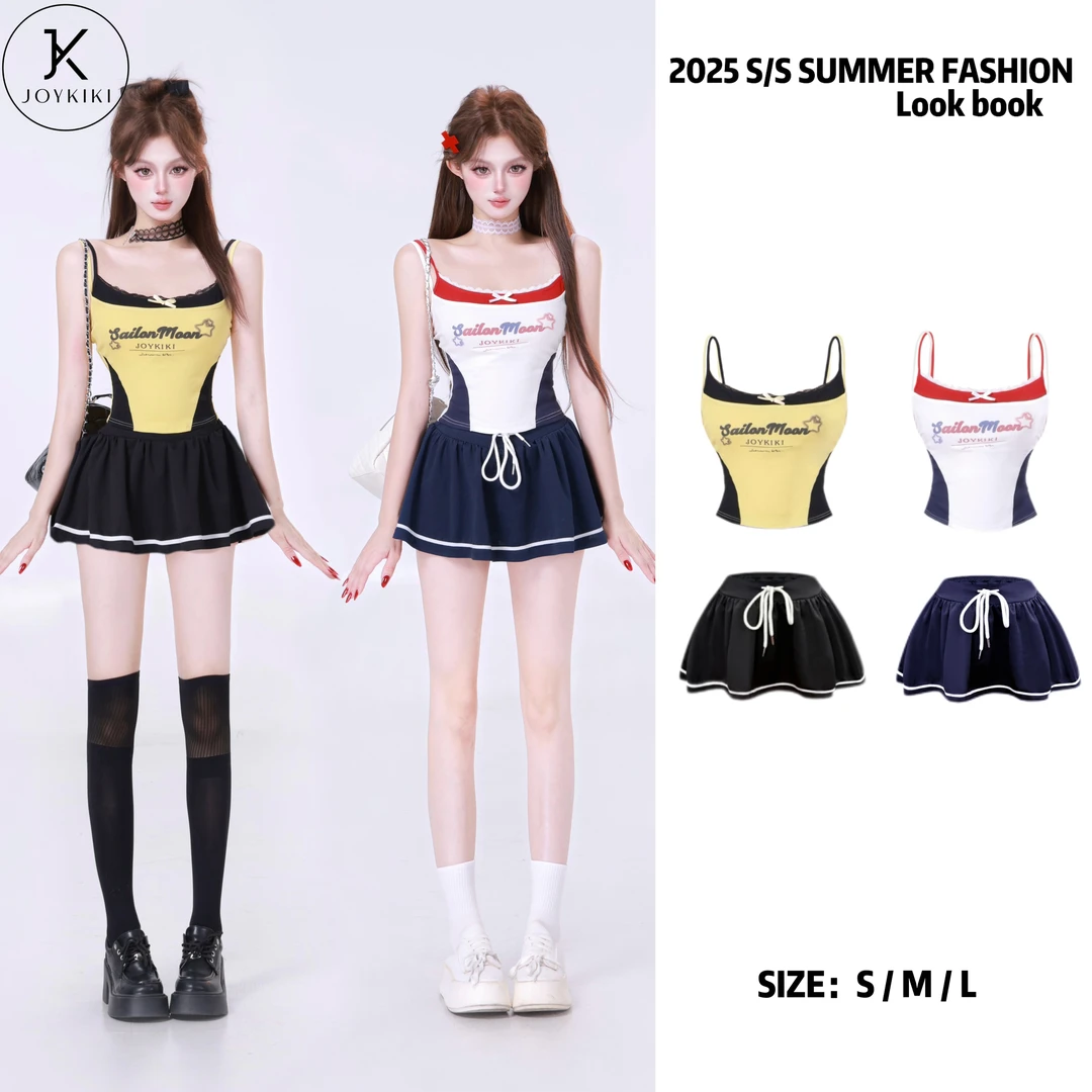 JOY KIKI鹅了么【运动少女】夏季纯欲运动风假两件套装J25B373