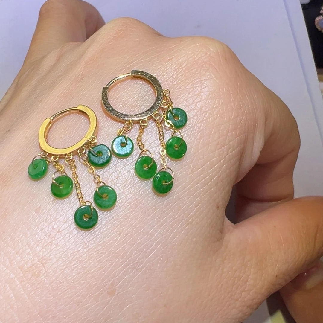 翡翠颈饰18K金镶嵌耳环