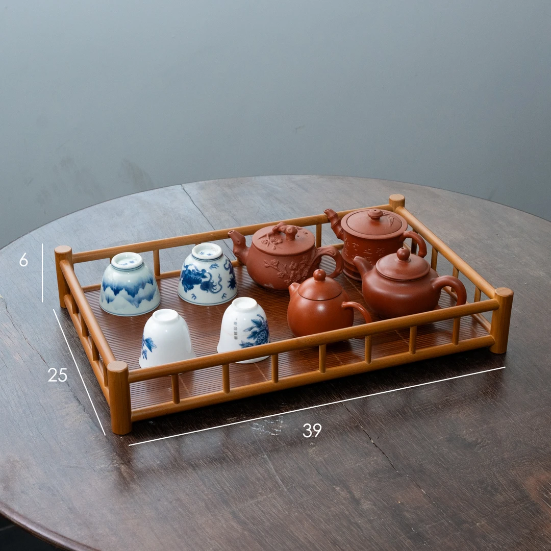 【乐风】竹编收纳盘茶具家用轻奢桌面托盘茶杯整理奉茶盘高端