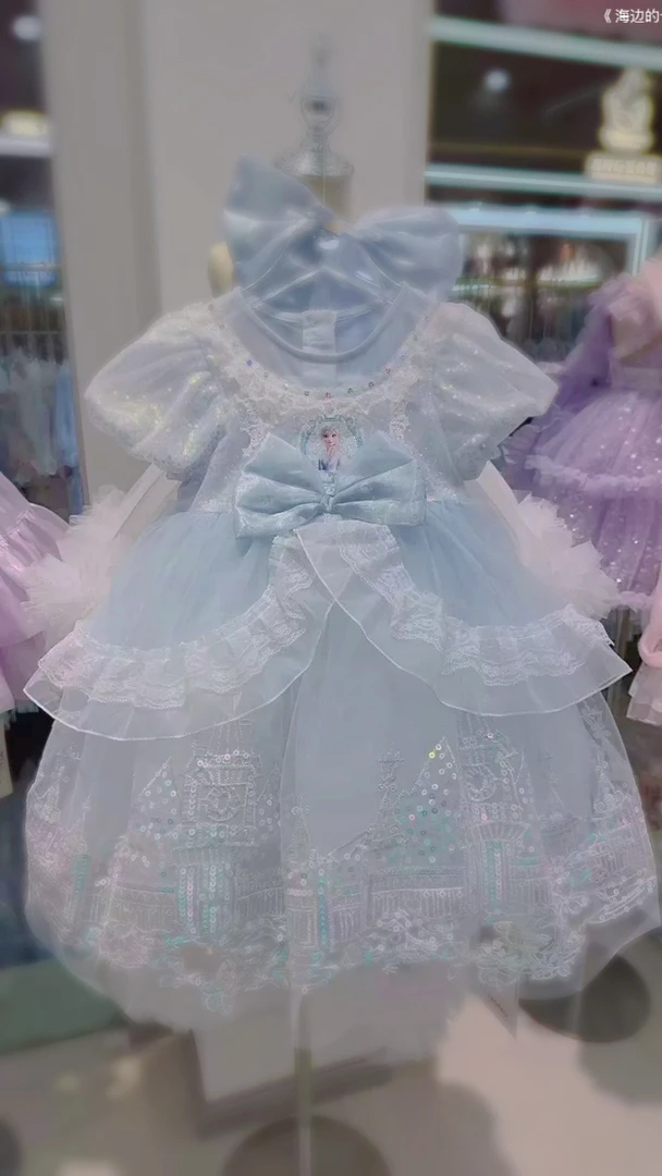 2025新款迪士尼在逃公主公主城堡爱沙公主裙子➕大头纱