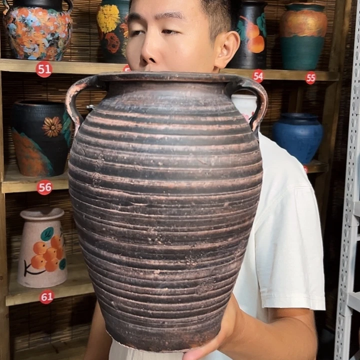 红陶浮雕花盆炸炸炸