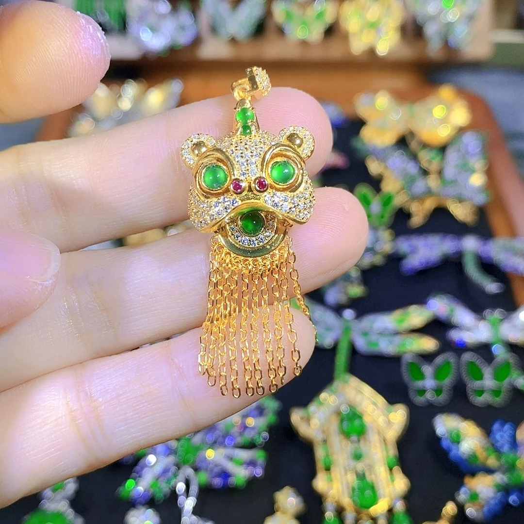 吊坠(不含链)银S925镶嵌翡翠