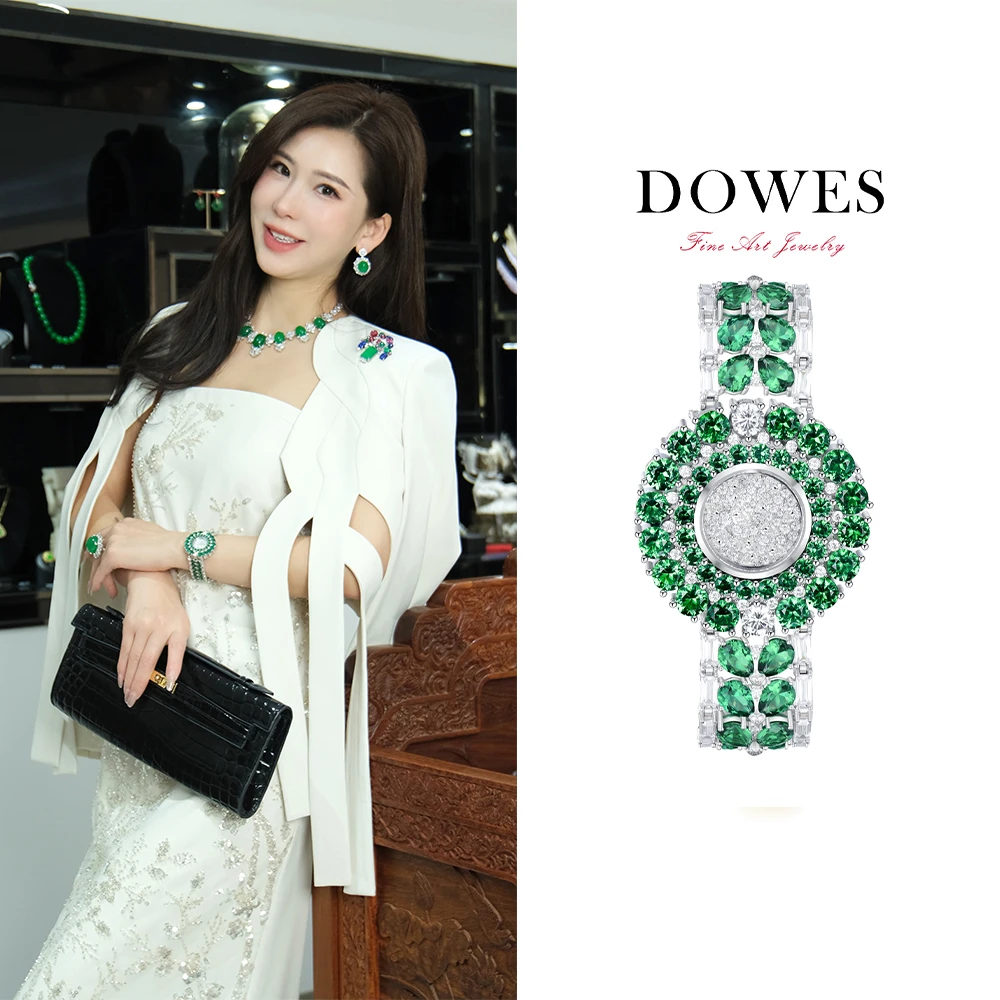 DOWES 925银合成锆石手链 【瑰丽之时】满镶绿色手链