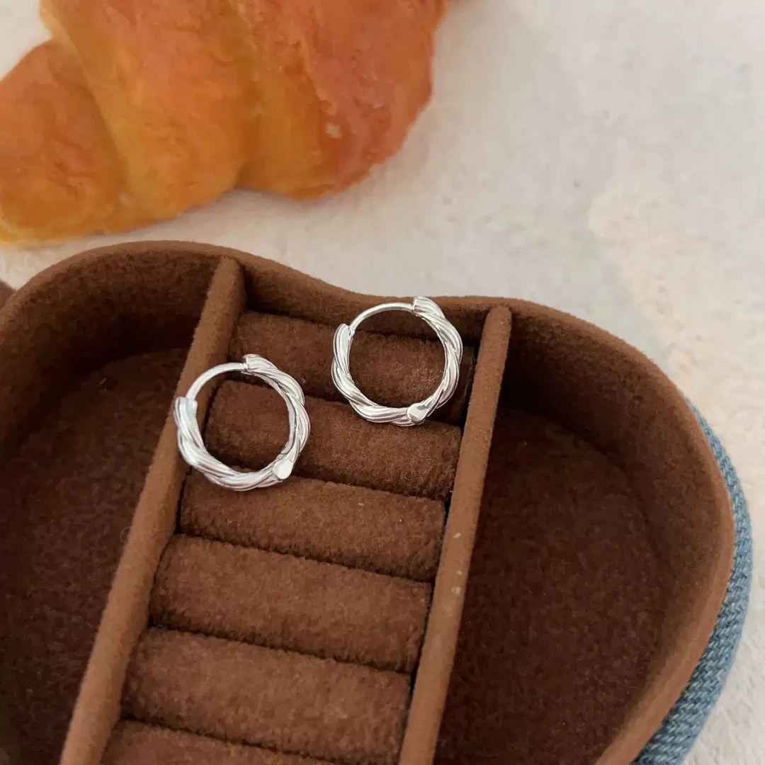 925银耳饰 韩版麻花扭纹耳扣耳环百搭精致简约ins风3065