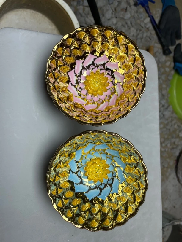 高端瓷器 十里桃花 蓝色妖姬金莲花主人杯