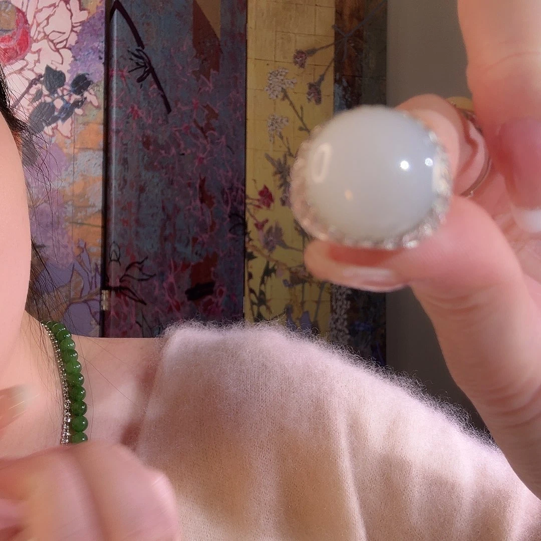 和田玉银S925镶嵌戒指