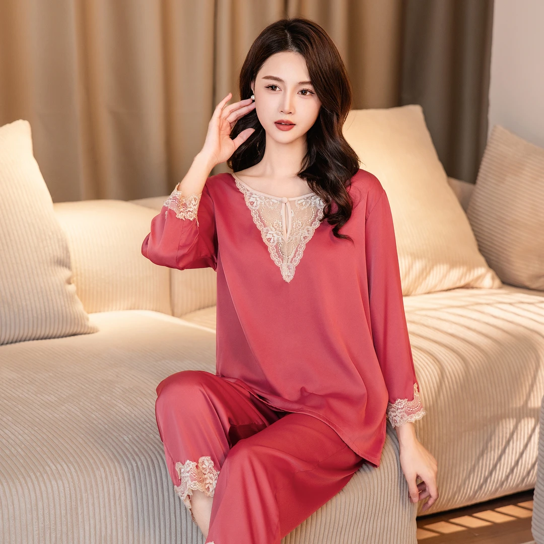 达芬奇密码2025爆款贵妃款蕾丝套头睡衣女士宽松透气家居服