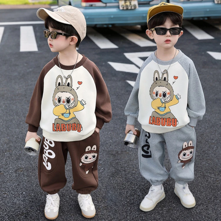男童卫衣套装休闲春秋款2025新款宝宝洋气秋装男孩运动两件套韩版