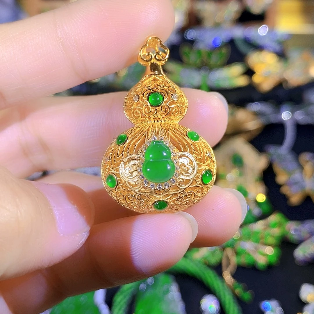 吊坠(不含链)银S925镶嵌翡翠